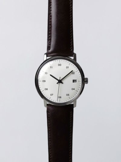 SK02 / SS SILVER MIRROR FINISH / WHITE DIAL / BROWN CORDOVAN SK02 / SS SILVER MIRROR FINISH / WHITE DIAL / BROWN CORDOVAN