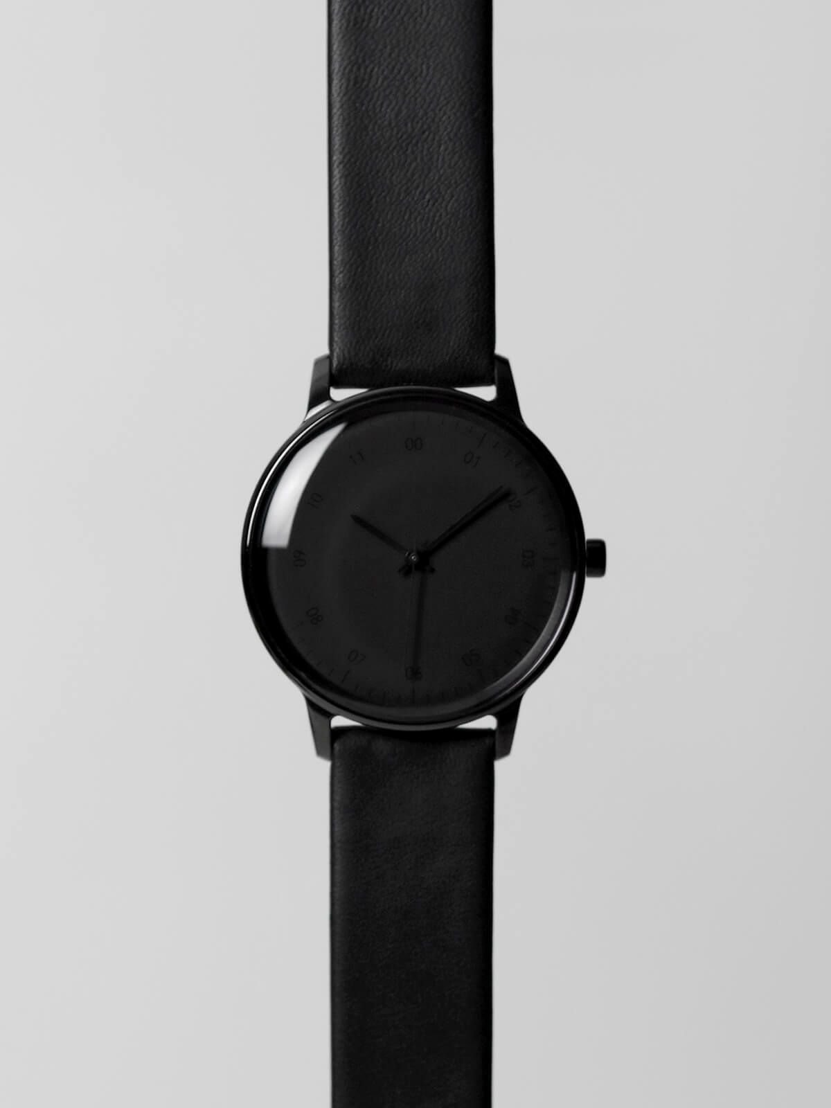 SK01/SS BLACK MIRROR FINISH/ALL BLACK DIAL/BLACK SHEEP SKIN 