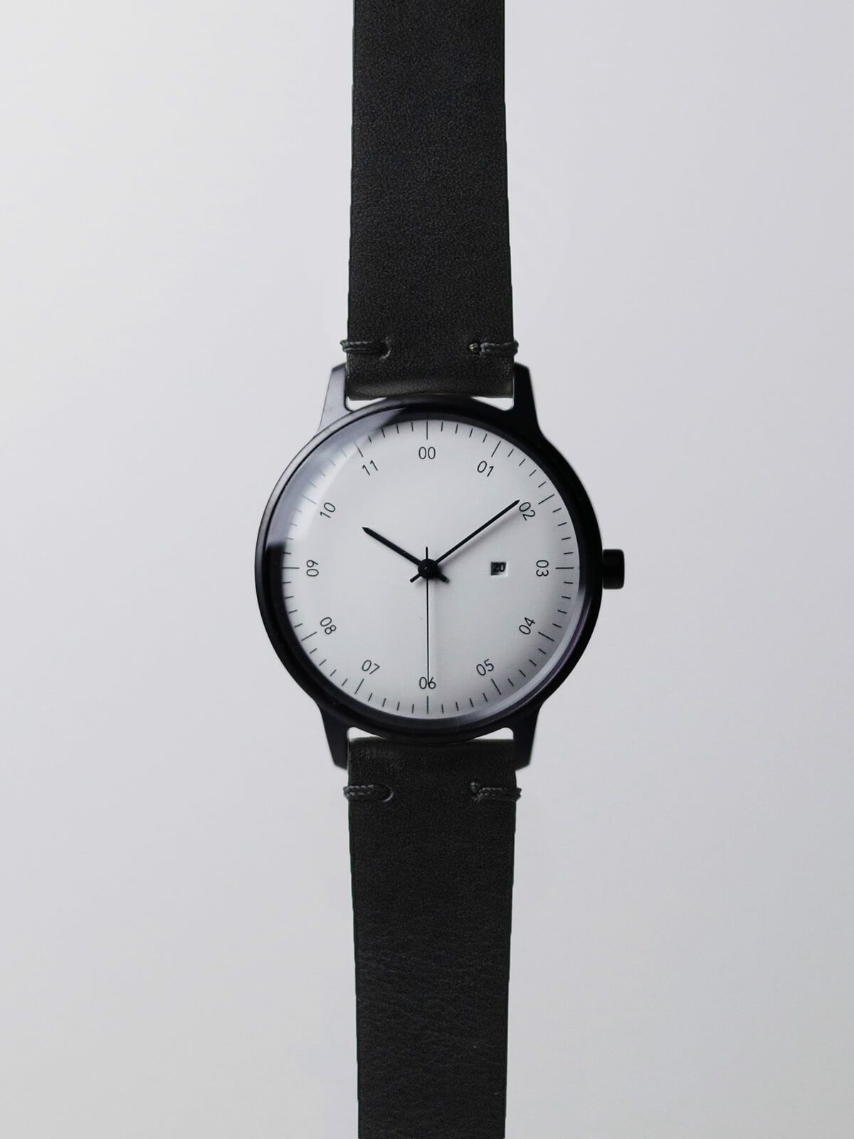 SS BLACK HONING FINISH / WHITE DIAL /BLACK D BUCKLE BLACK BUTTERO LEATHER