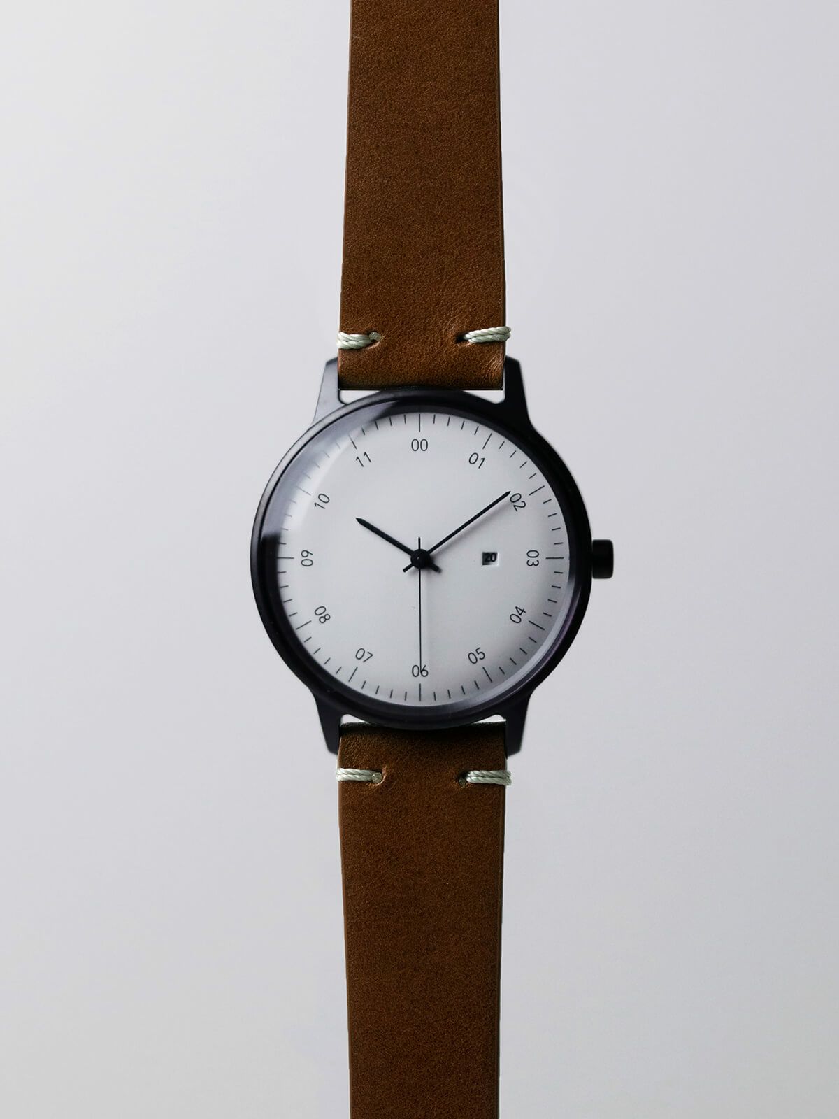 SS BLACK HONING FINISH / WHITE DIAL /BLACK D BUCKLE LIGHT BROWN BUTTERO  LEATHER | sazare公式ストア